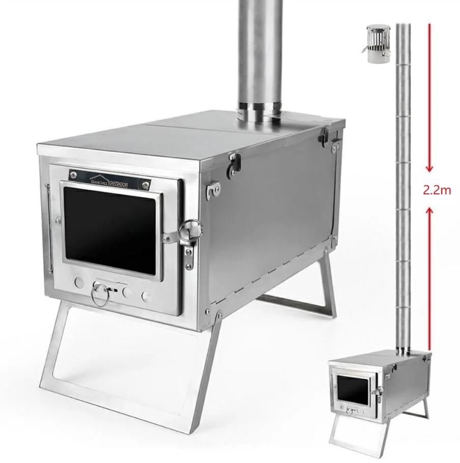 DANCHEL OUTDOOR Portable wood  burning titanium stoves barbecue grills for cooking boiling camping stove for tent backpa