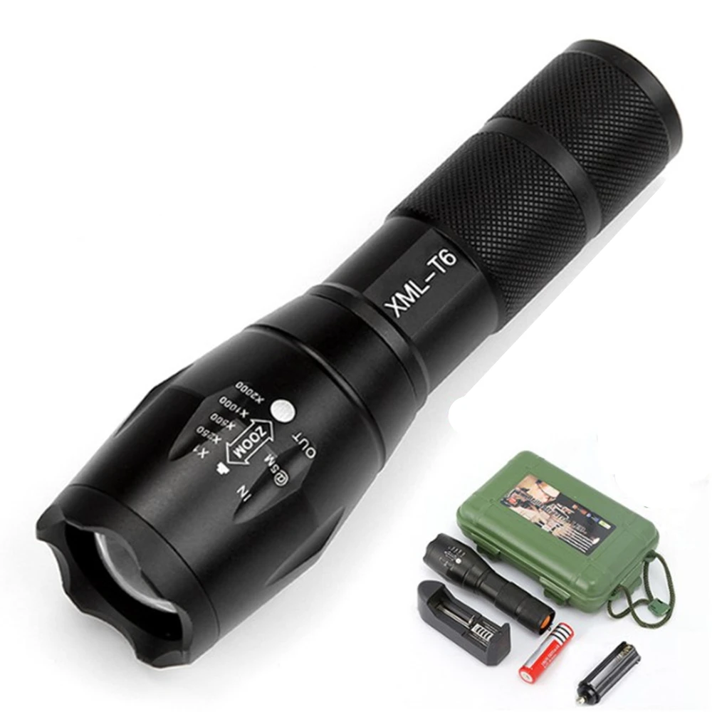  Outdoor 1200 Lumen XML T6 Waterproof LED Zoomable Military Tactical Self Defensive Camping