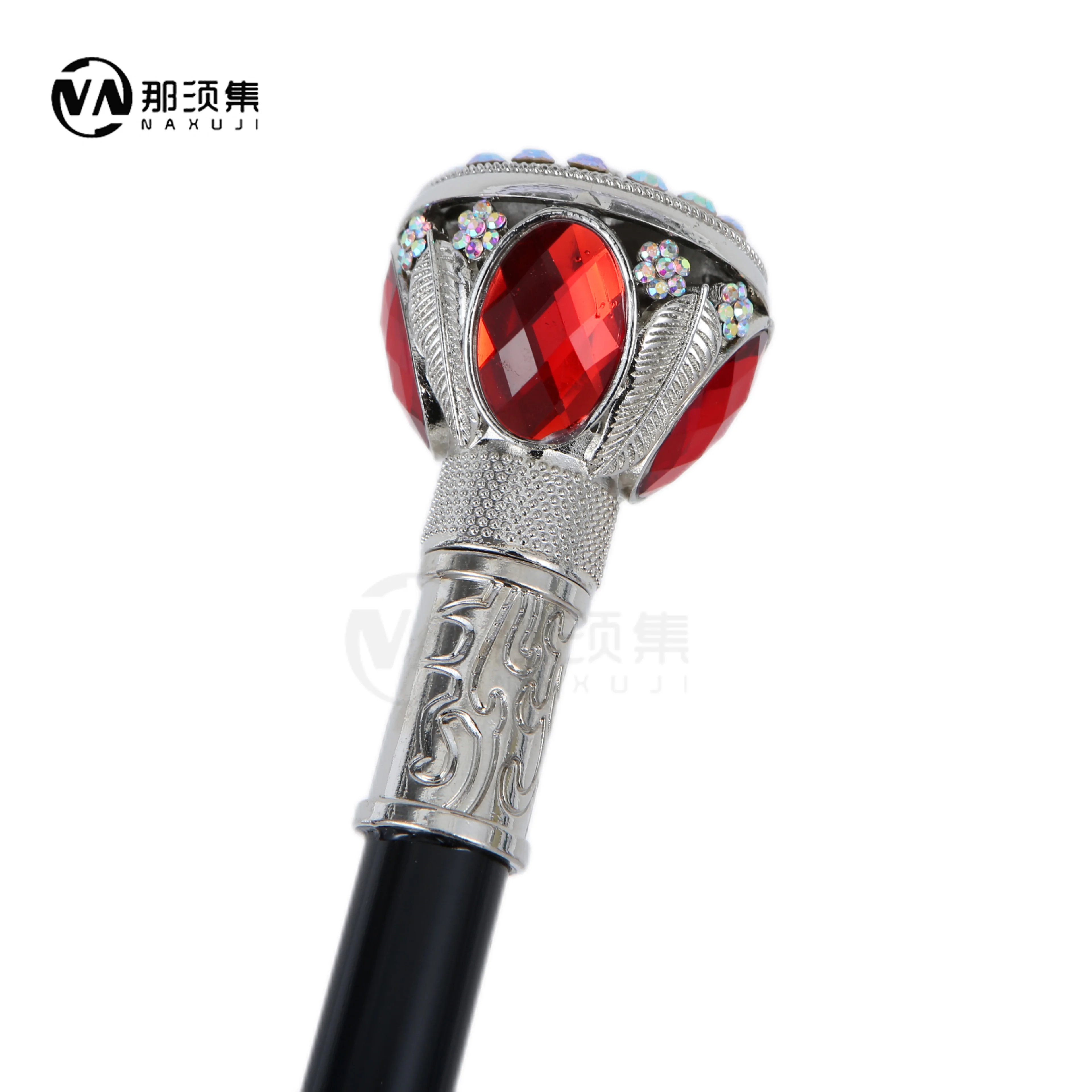 Gold and silver handle inlaid with diamonds Luxury Walking Stick Fashion Cane Plate Cosplay Crosier Stick 92cm