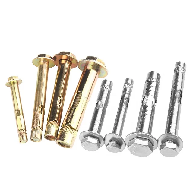 customized 304 Stainless Steel Galvanized Sleeve type expansion anchor bolts With hexagon nuts spring washers and flat washers