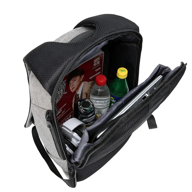 
Custom print simple casual anti theft waterproof college backpack school bag for men 