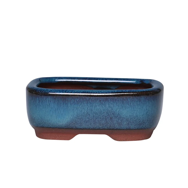 High grade rectangle small 8.5cm 3.3inch Ceramic Glazed Succulent Planter Pot for plants bonsai pots