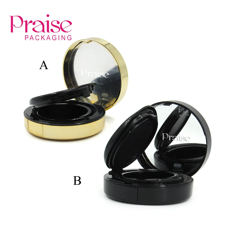 Wholesale luxury makeup cushion liquid foundation plastic case, 14g round cushion BB powder empty case custom cosmetic packaging