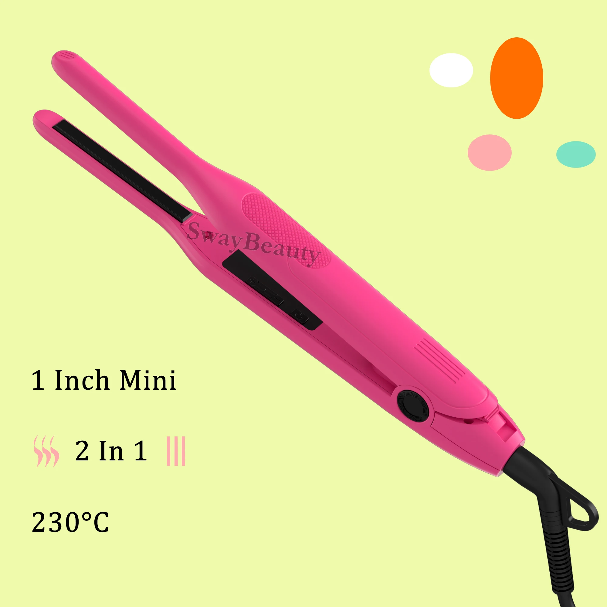 New 2 In 1 Planchas De Pelo Rosa One Step Professional Fast Heating 230 LED Custom Flat Irons Mini Hair Curler Straightener