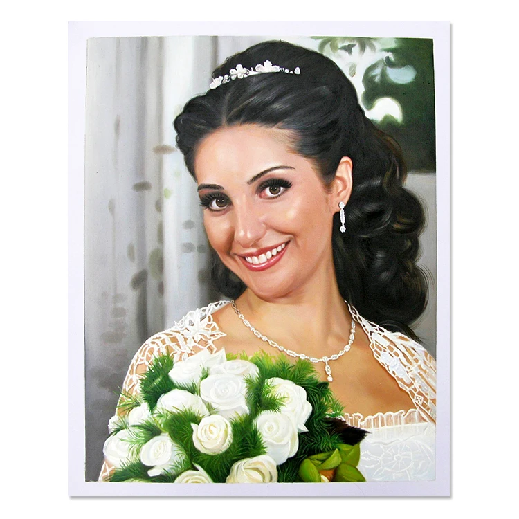 High Quality Handmade Woman Portrait Pictures Realistic Oil Painting Figure Art From Photo