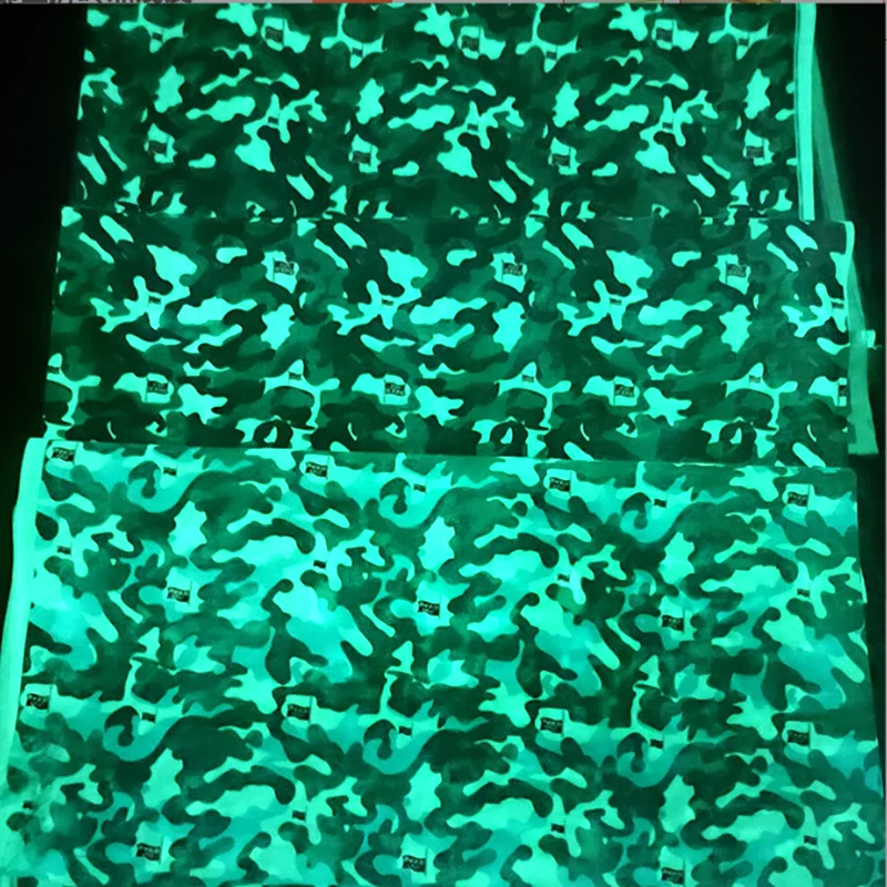 Camouflage glow in the dark leather PVC print synthetic leather for bags shoes clothing