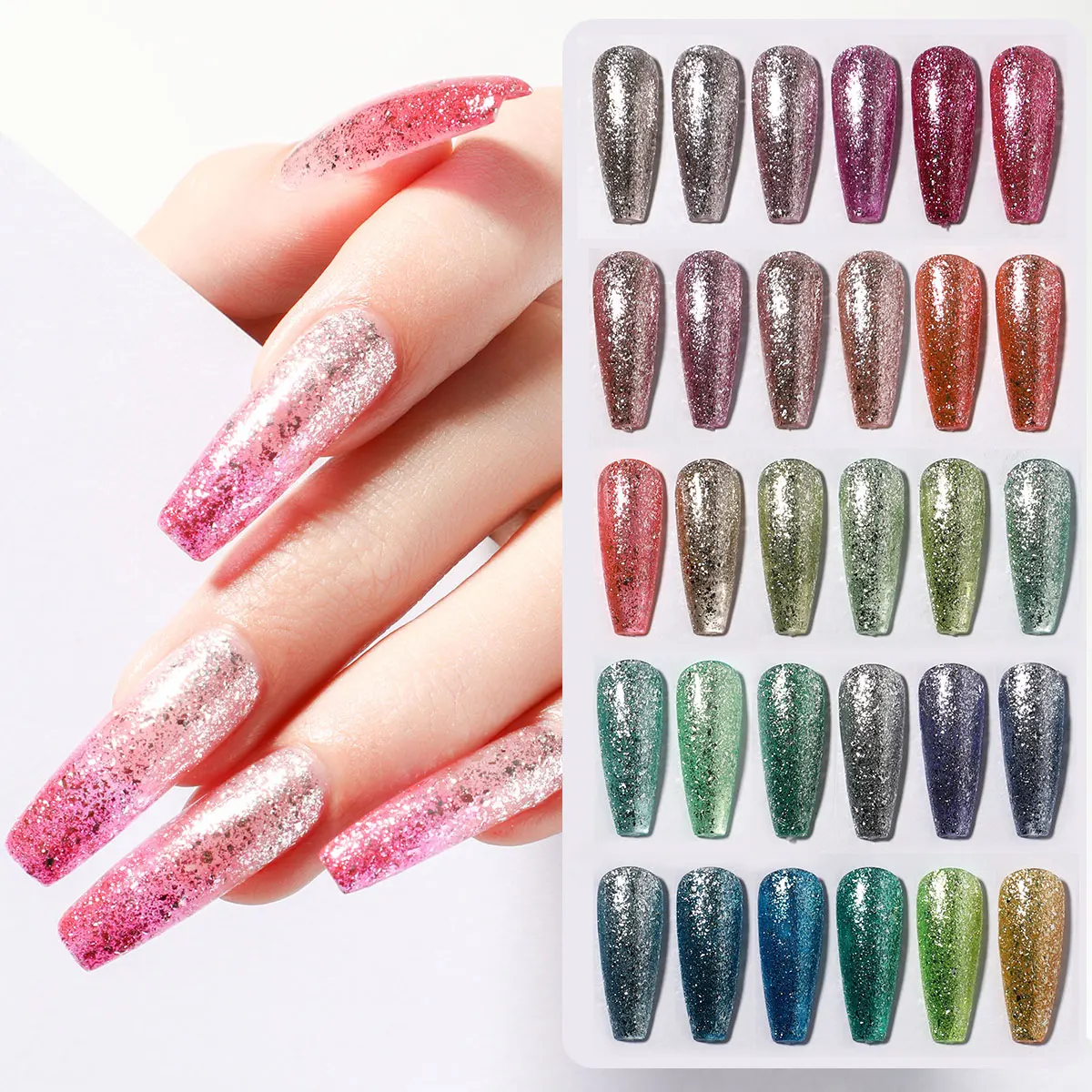 AS Nail Art Product Colors Platinum Gel Kit Diamond Super Glitter Starry Gel Nail Designs Platinum Nail Polish Set