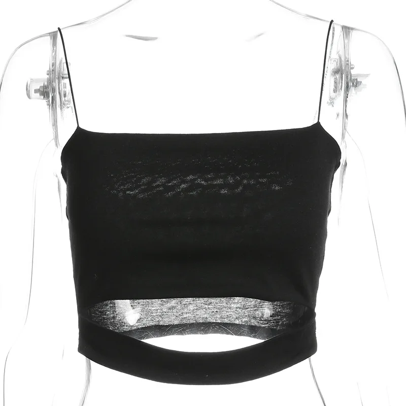 W0227 Sexy Cut Out Halter Camis Vest Navel Bare Cropped Tank Tops Tees Slim Fitness Workout Camisole Women Tube Top