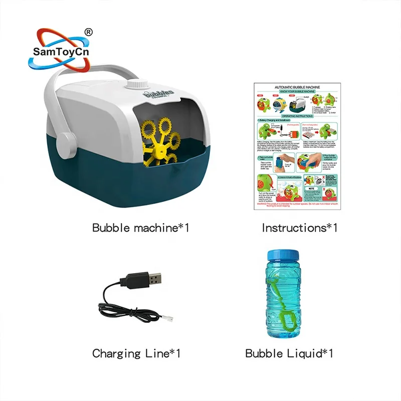 Electric Rechargeable Summer Outdoor Portable Bubble Blower Maker Automatic Bubble Machine for Kids