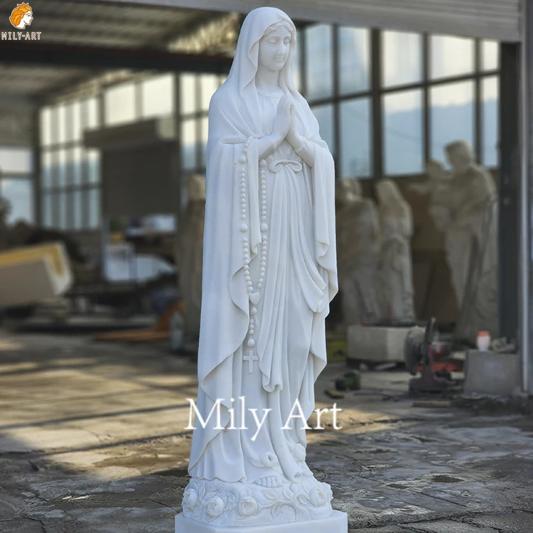 Life Size Natural Stone Maria Sculpture Marble Virgin Mary Statue for Sale
