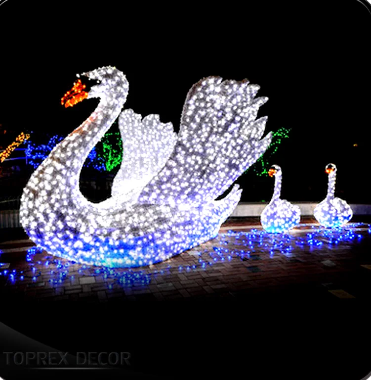 Hot sales Outside wedding garden festival decoration ip65 waterproof led motif swan led light