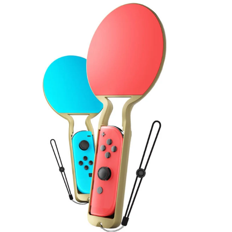 2 Pieces Twin Pack Red Blue Right Left Switch Pingpong Racket Bat with Wrist Straps for N-switch Oled Game Joycon Pad Controller
