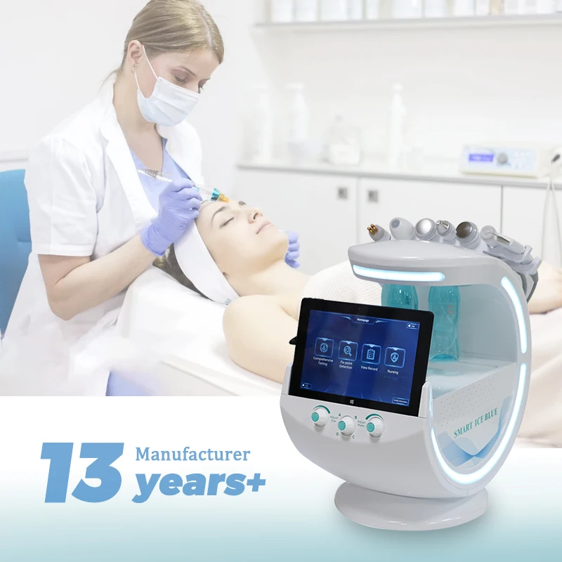 7 в 1 Смарт ice blue аппарат для очистки кожи лица Уход за лицом hydra дермабразия H2O2 корки Аква гидро кислорода лицевая микродермабразия машины