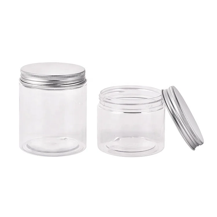 Empty Clear Wide Mouth Cosmetic Storage PET Plastic Jars with Screw Lid