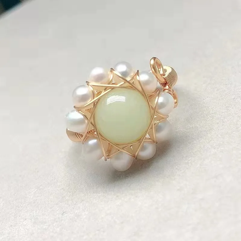 Ручная работа 14K позолоченные жемчужины исцеляющий Кристалл Камень Нефритовая проволока бисерные кольца регулируемые открытые пальцы ювелирные изделия