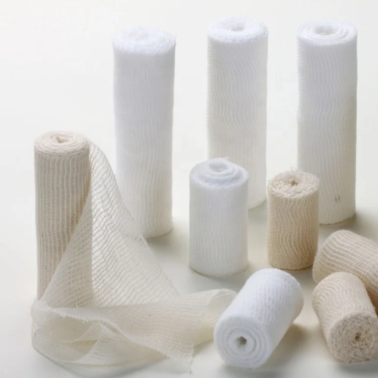 Professional factory medical 100% cotton 4ply elastic wound dressing flesh gauze bandage roll