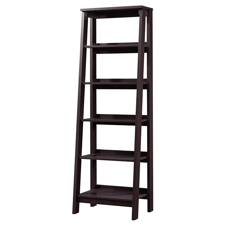 Living Room Furniture Modern Low Price Wood High Vertical 5 Tier Ladder Standing Display Bookshelf Bookcases