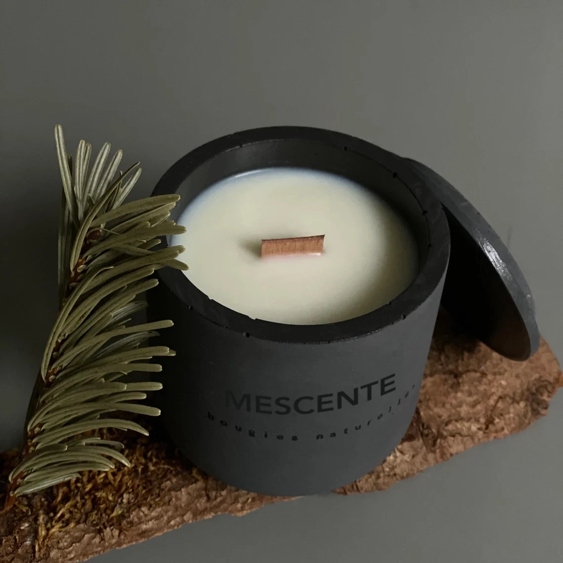 Mescente 2024 candles & fragrance accessories supplier brown concrete ceramic scented candle vessels containers jars with lids