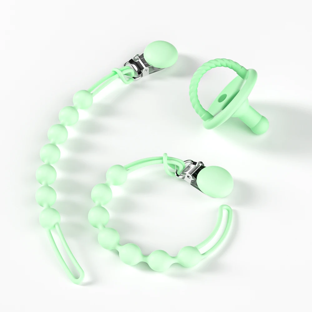 Wholesale One Piece Design Soft Flexible 4 Pack Pacifier Strap Dummy Clips Silicone Pacifier Clip Holder for Baby Boy and Girl