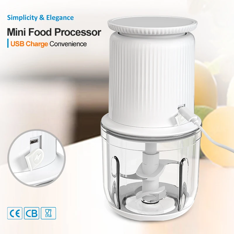 Weighing Design Glass Cup ABS Button 120W 1500mAh 2600rpm 600mL Electric Food Chopper with White Screen Digital Scale