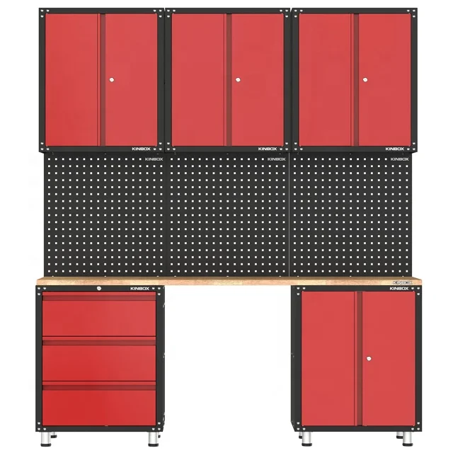 Kinbox Classic Combination 9 Pieces Commercial Storage Cabinet Garage for Workshop