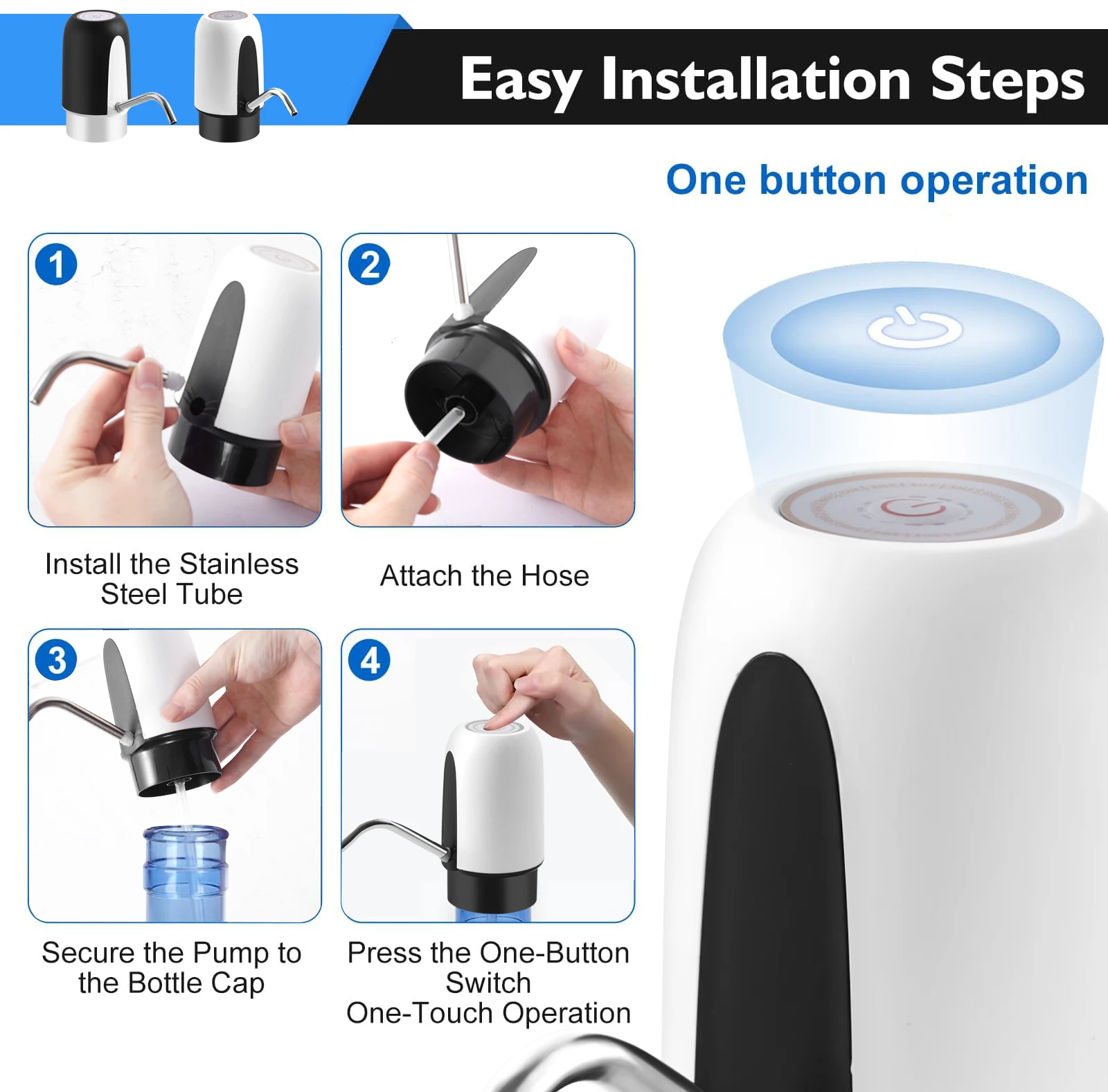 Rechargeable 5-gallon electric mini automatic portable water pump dispenser for drinking water