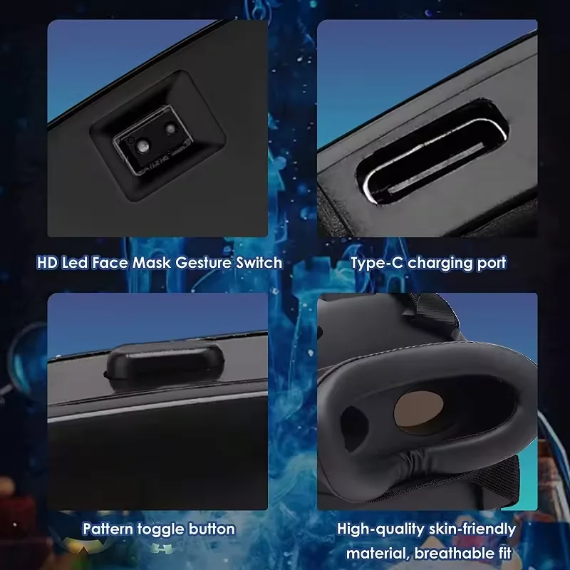 app bluetooth programmable face transformation terrifying halloween led party mask face images horror halloween led mask