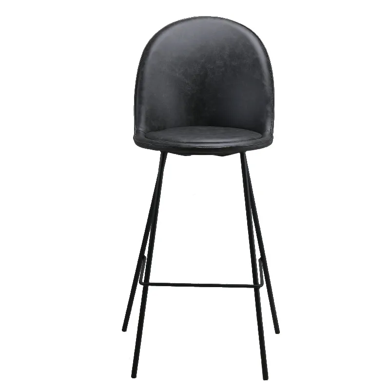 
Solid Metal Leg Brown Upholstered PU Leather Pub Counter Height Bar Stools Bar Chair 