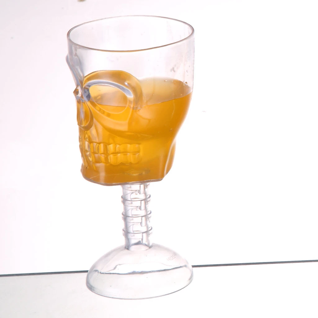 
custom colored water drinking cup engraved skull crystal Plastic goblet 