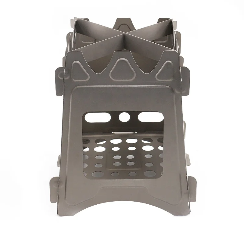 Ultralight Camping Cook BBQ Titanium Wood Burning Flatpack Stove for Bushcraft Survival Bagpacking