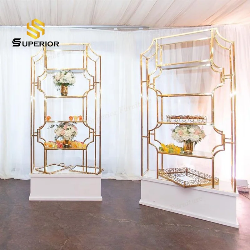 Wholesale wedding gold metal rack storage shelf wine glass rack ceiling decoration shelf for bars wine display shelf