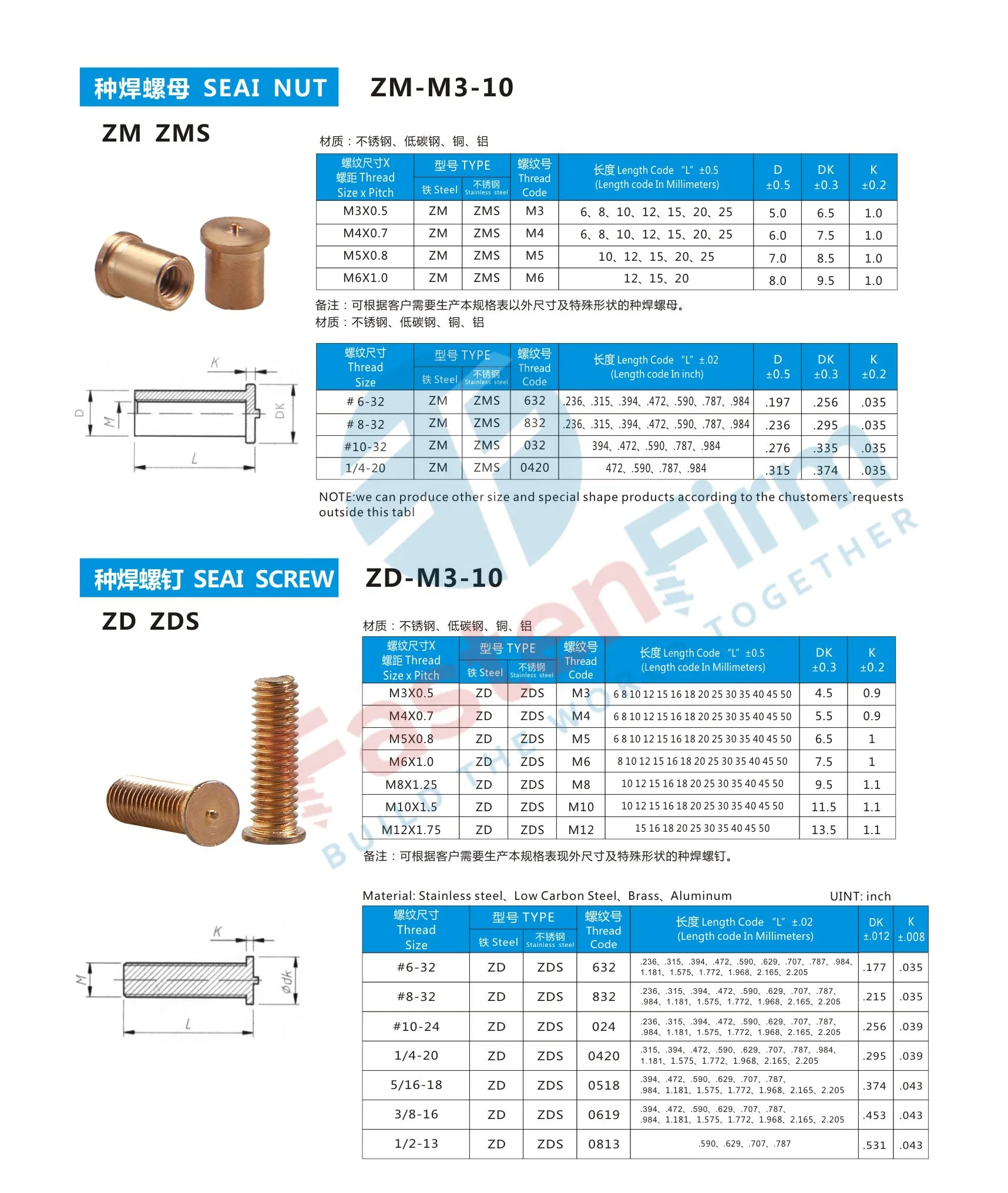 Wholesale M5 M6 Welding Studs/Bolt Stainless Steel Spot Welding Screws Weld Nut