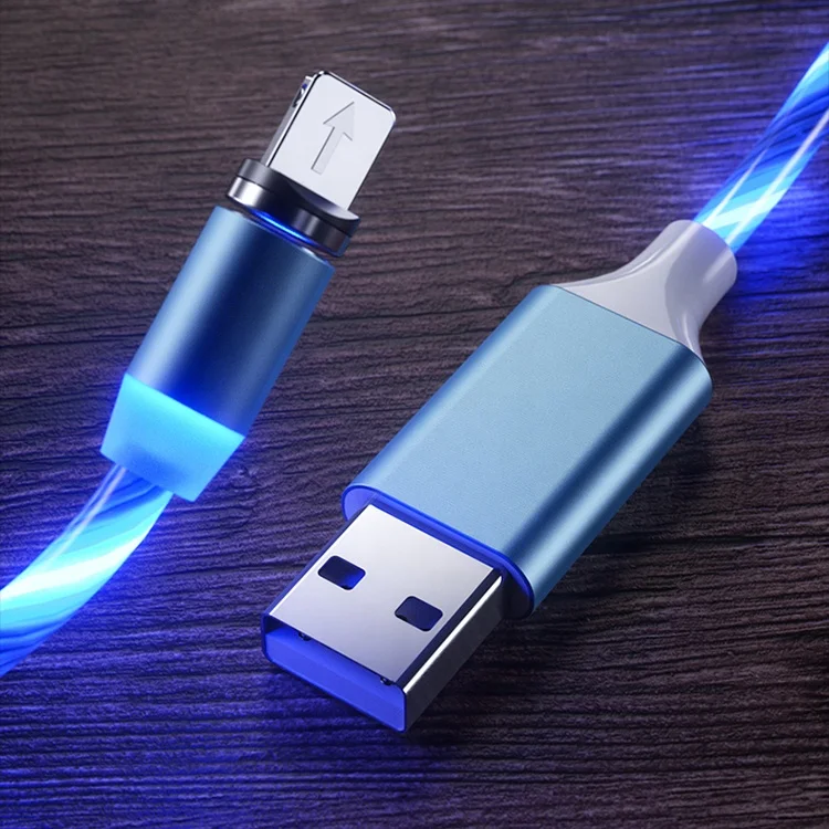  Оптовая продажа магнитный USB-кабель для быстрой зарядки аксессуары телефонов кабель USB Светодиодный светящийся Micro Lighting кабели передачи