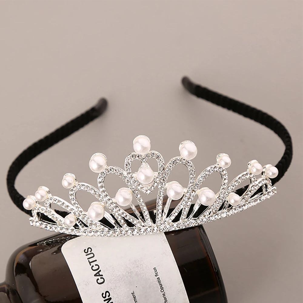 Fashion Children Hair Bands Crown Flower Girl Princess Dress Pearl Wedding Birthday Headdress Wholesale