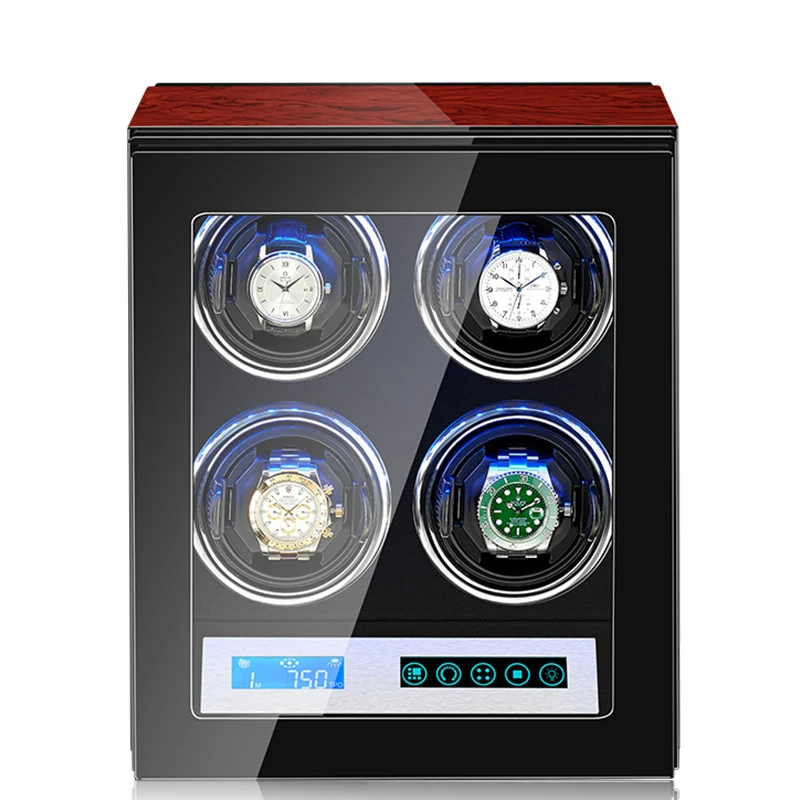 Watch Winder for Automatic Watches with LED Backlight, Remote Control and Storage Drawer for Watches and Jewelry