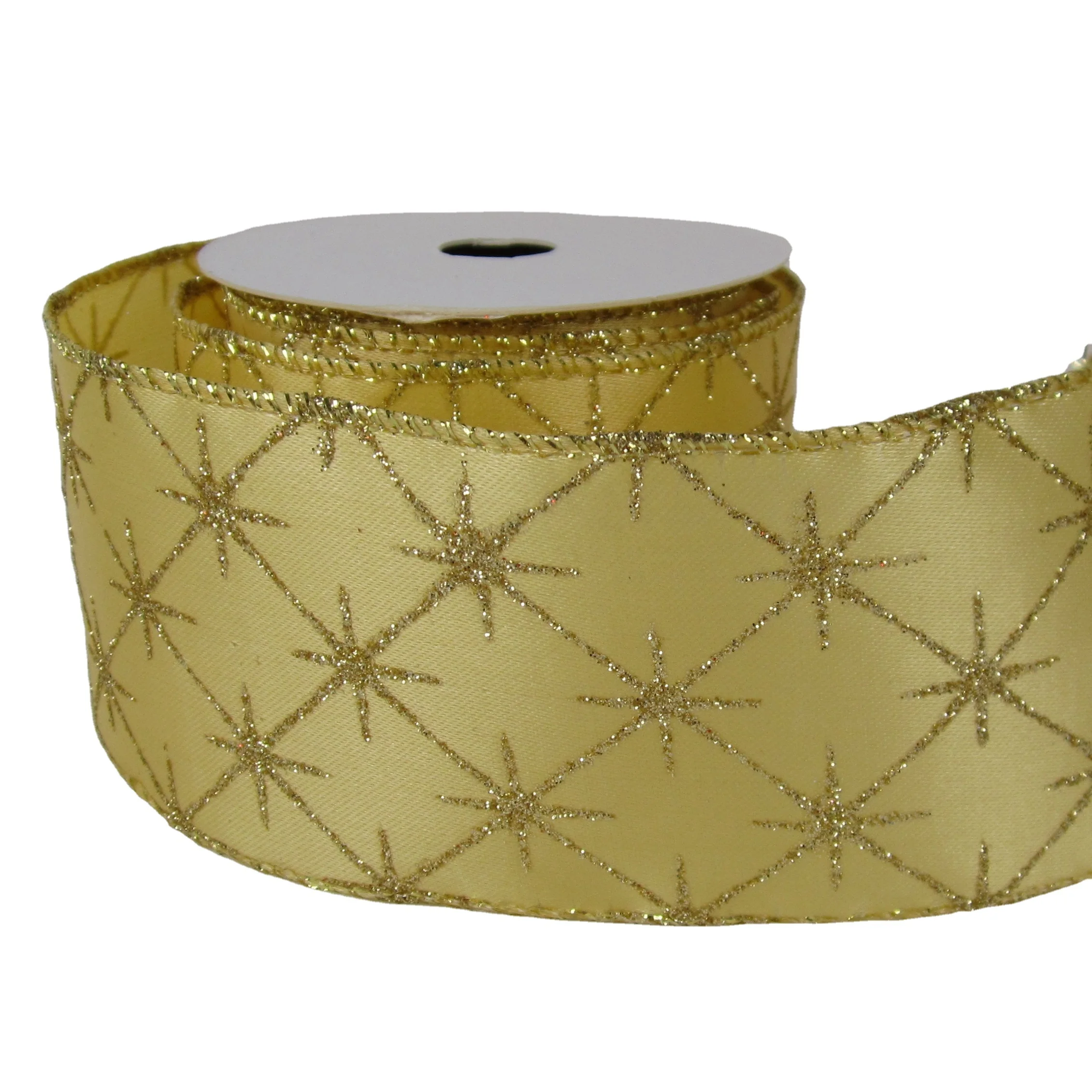 Xmas Customization Glitter Polyester Santa Ribbon Christmas Ribbon For Christmas Decoration