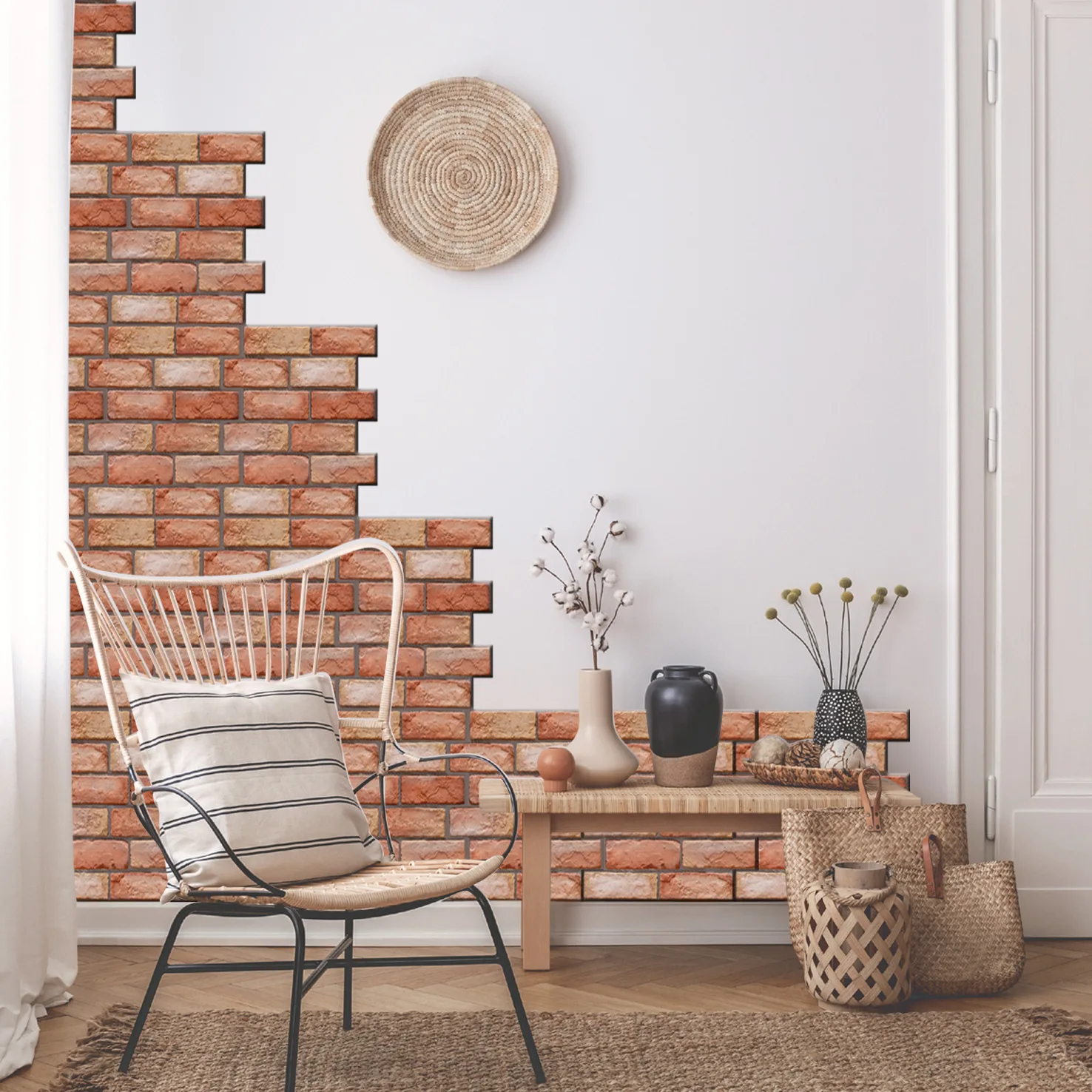 Wall Paper 3D Self Adhesive Home Painting Wall Art Stickers Creative Brick Pattern Wallpaper