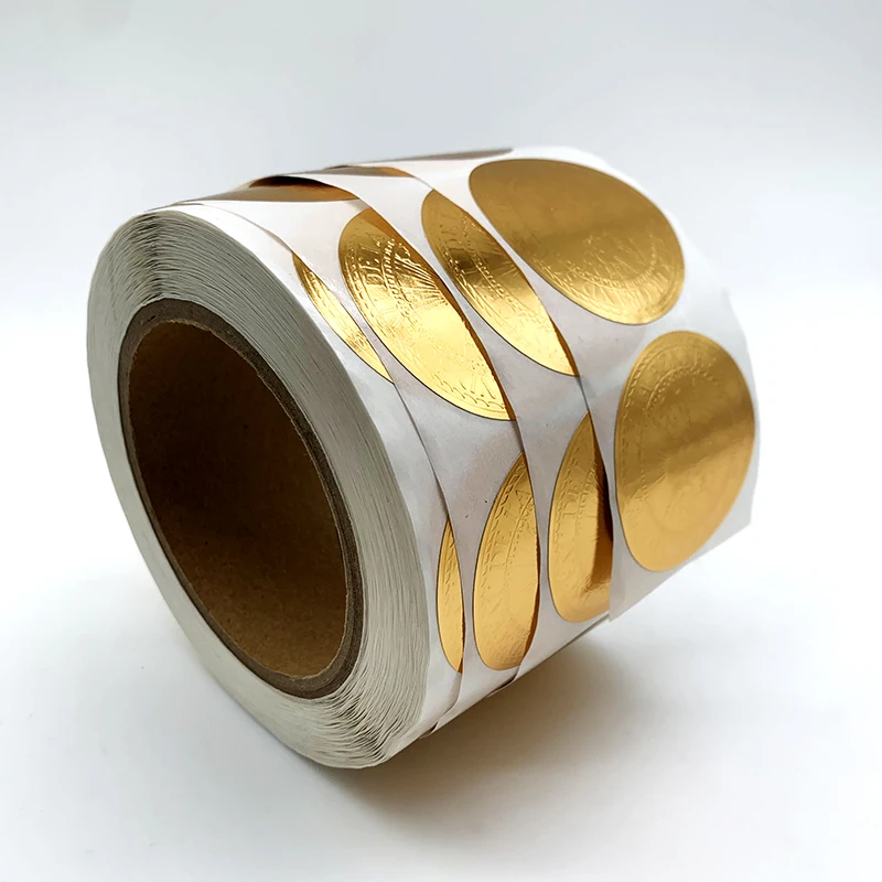 
Self Adhesive Label Printing Gold Paper Logo Metal Embossed Stickers Custom 