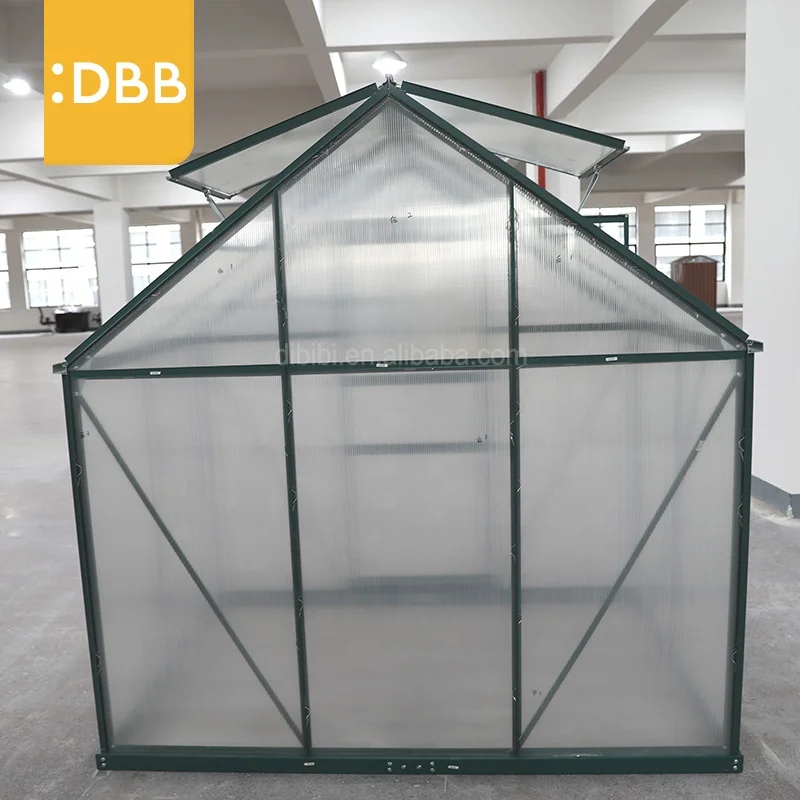 Hot Selling 6Ft Gable Greenhouse Garden Single Sliding Door Toughened Glass Outdoor Mice Proof Galvanized Pipe Glasshouse