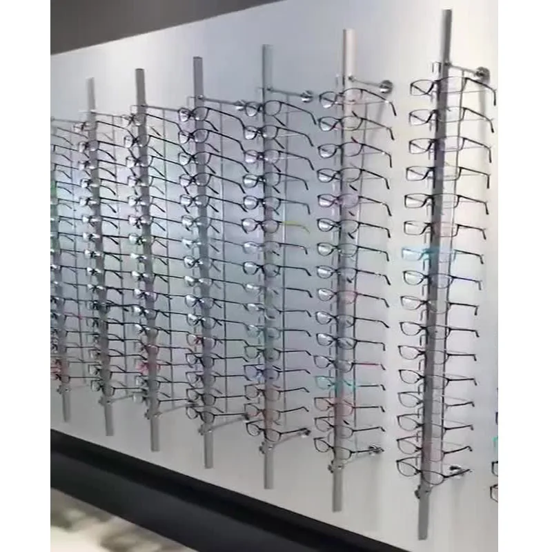 14 pairs modern display stand eyewear display bar eyeglasses display metal wall mounted sunglasses rack rods holder glasses