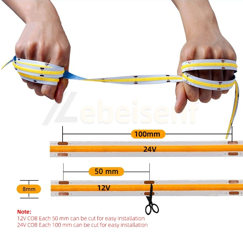 5m 10m DC 12V 24V COB Flex Light Strip 320 LEDs/m Single Color White Warm Natural Red Green Ice Blue Pink Purple Golden Yellow