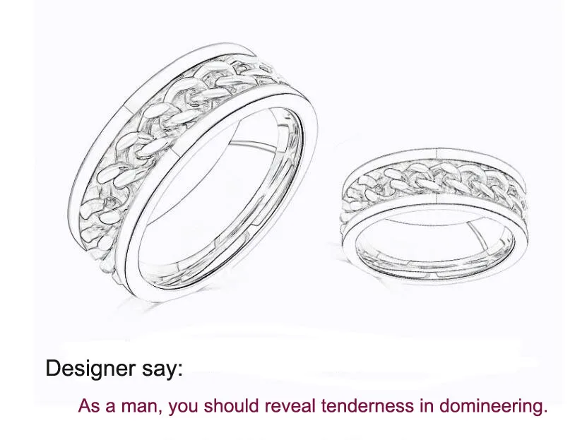 Explosion Unisex Stainless Steel Link Chain Rotated Finger Ring jewelry Hip-Hop Hipster Style Silver Gift Party