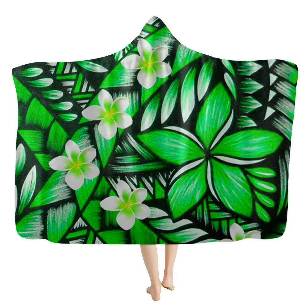 New Arrival 2021 Polynesian Pattern 3D Print Soft Hooded Bathrobes Cloak Hooded Blanket Throw Cozy Beautiful Wearable Blanket