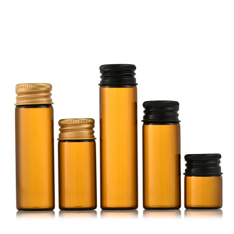 Wholesale 25ml 30ml glass vial for coffee packaging clear amber glass tube sample tester with screw aluminum lid