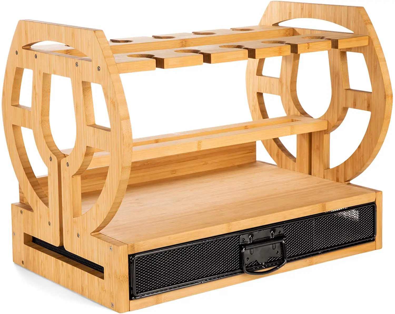 Countertop wine rack Bottle and glass holder Premium wood shelf for wines Home by accessories and cork storage Bamboo stand