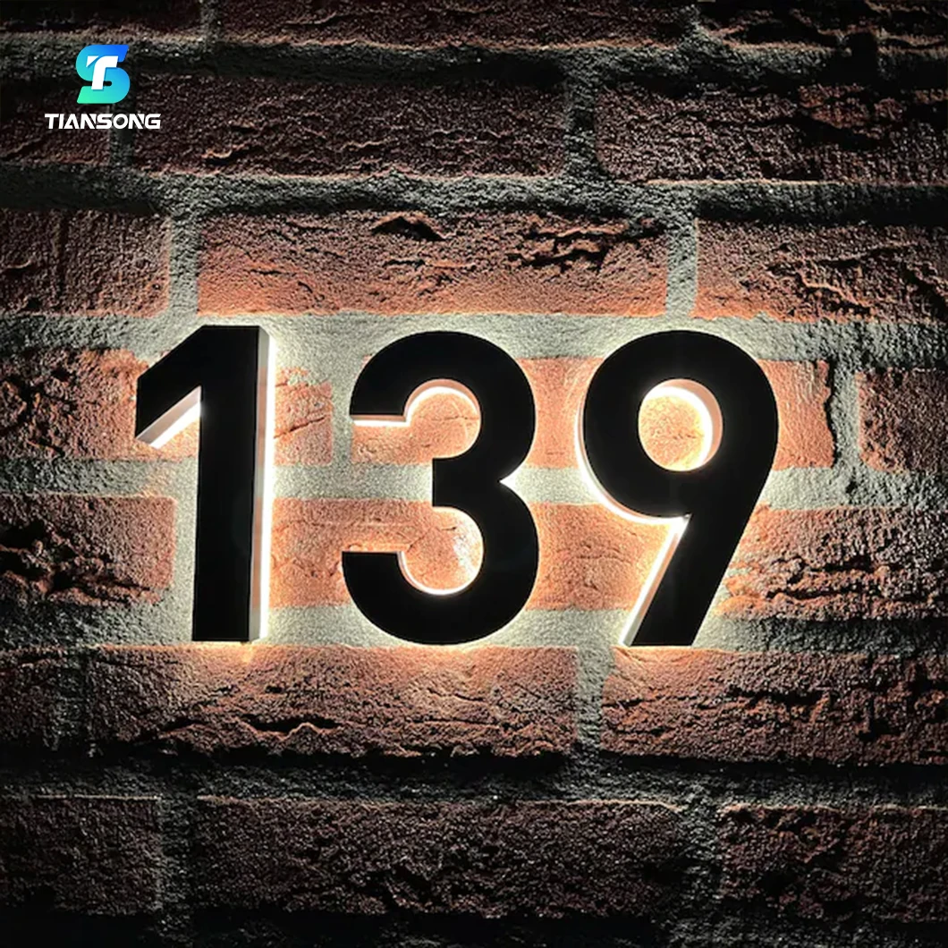 Stainless Steel Backlit House Number Sign 3D Led Backlight Letters For Shop Front Home