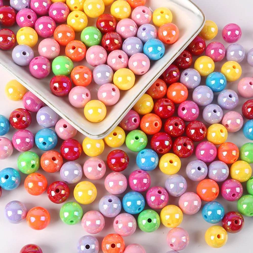 8-16mm Colour AB Charms Round Acrylic Beads Loose Spacer Beads for Jewelry Make DIY Handmade Bracelet Accessories