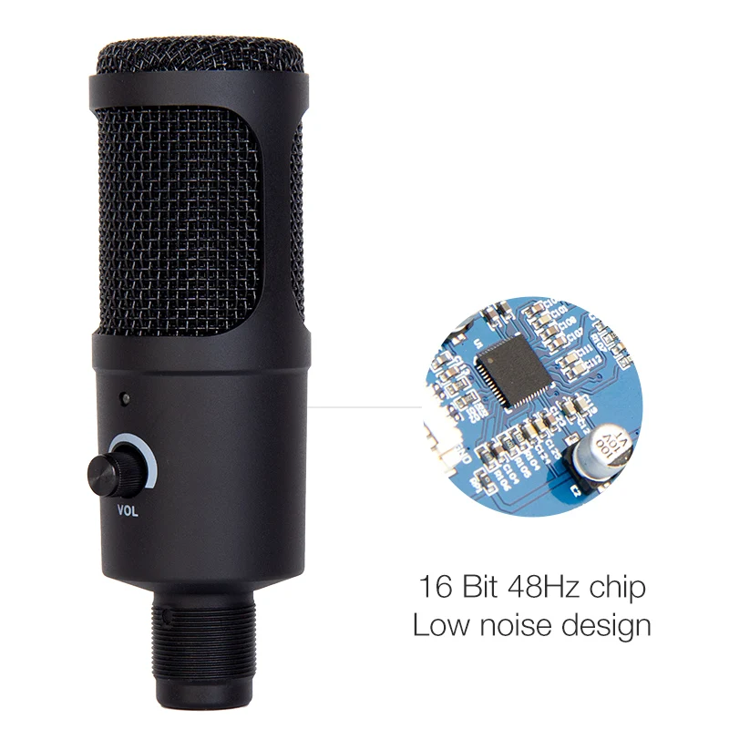USB Desktop Studio Desktop Vlog Streaming Broadcasting Condenser Gaming Microphone with Arm Stand
