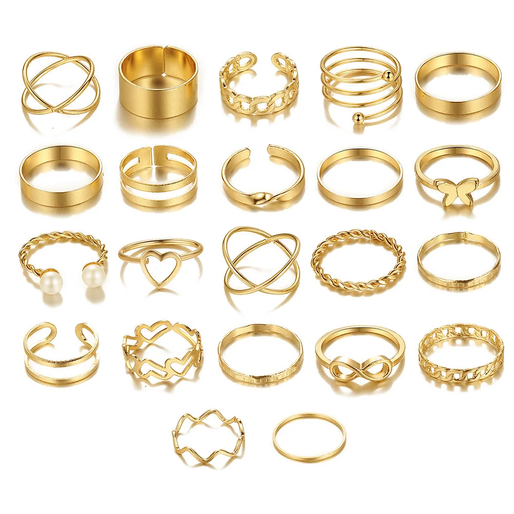 30 Pcs Vintage Gold  Boho Knuckle Ring Set Butterfly Snake Stackable Midi Knuckle Ring Set