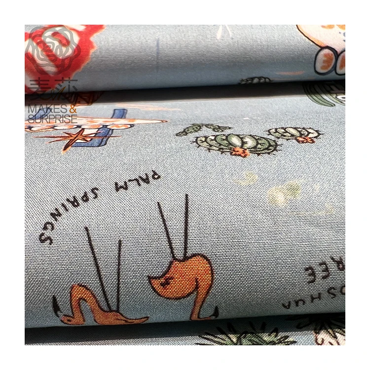 Wholesale Designer Fabric Breathable Cute  Cartoon Print Liberty Fabric Plain Grain 100% Cotton Fabric For Baby Garment